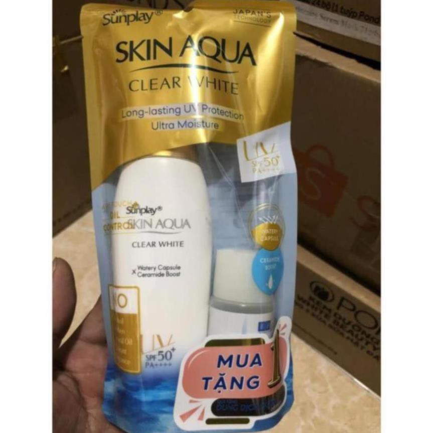 Kem Chống nắng dưỡng da trắng mịn tối ưu SUNPLAY SKIN AQUA CLEAR WHITE (SPF 50+,PA++++) [Mới 2021]