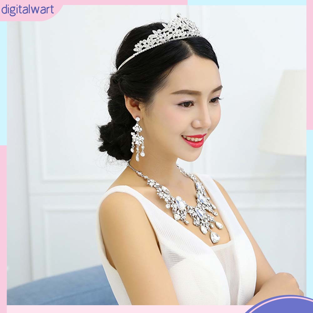 Set 2 Vòng cổ Và Đôi Khuyên Tai Đính Đá Thời Trang Dành Cho Nữ