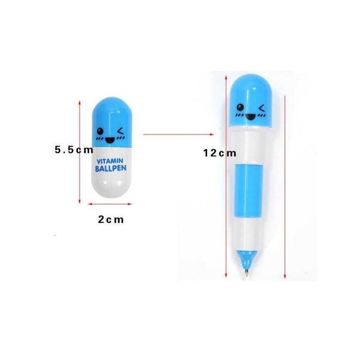 Bút bi mực xanh hình viên vitamin siêu hot [vừa viết vừa làm đồ chơi thích hợp làm quà tặng cho trẻ nhỏ]