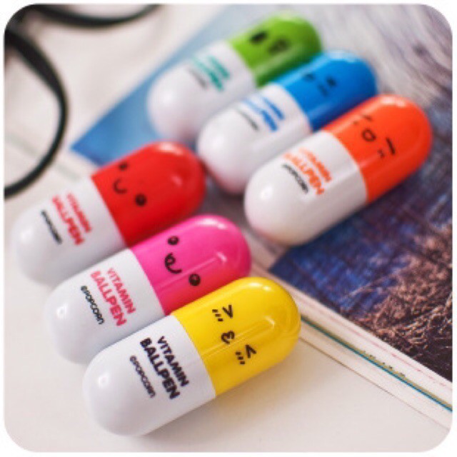 Bút bi vitamin nhiều màu dạng ngắn