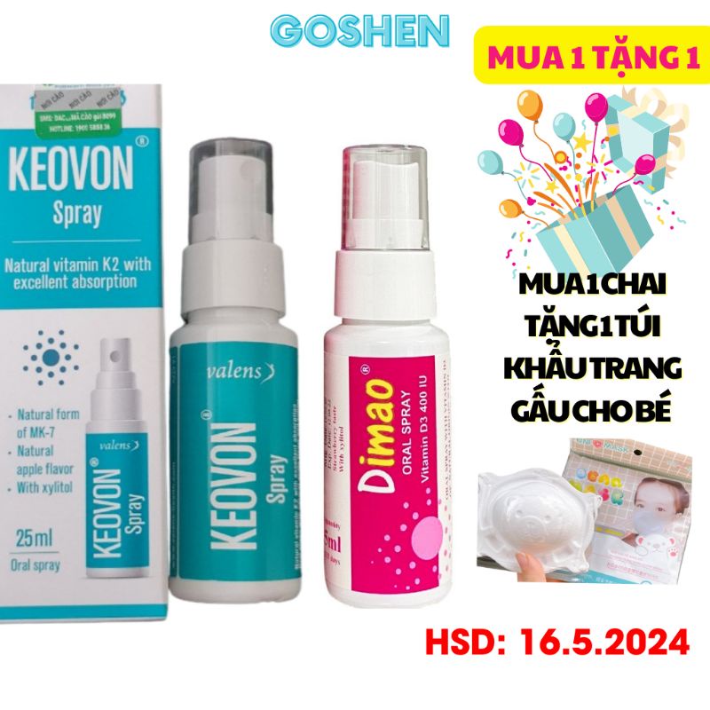 Combo Tăng chiều cao cho trẻ Dimao Vitamin D3 + Keovon Vitamin K2