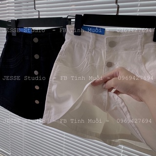 Quần short jean dáng váy cúc dọc (Ảnh thật)