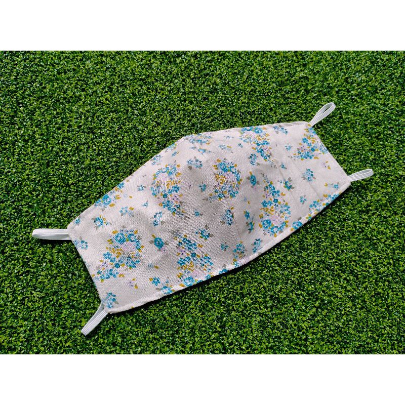 Khẩu Trang Vải Cotton 2 Lớp 3 Lớp Họa Tiết Hoa Màu Trắng Và Xanh Dương Phong Cách Hồi Giáo Nhật Bản