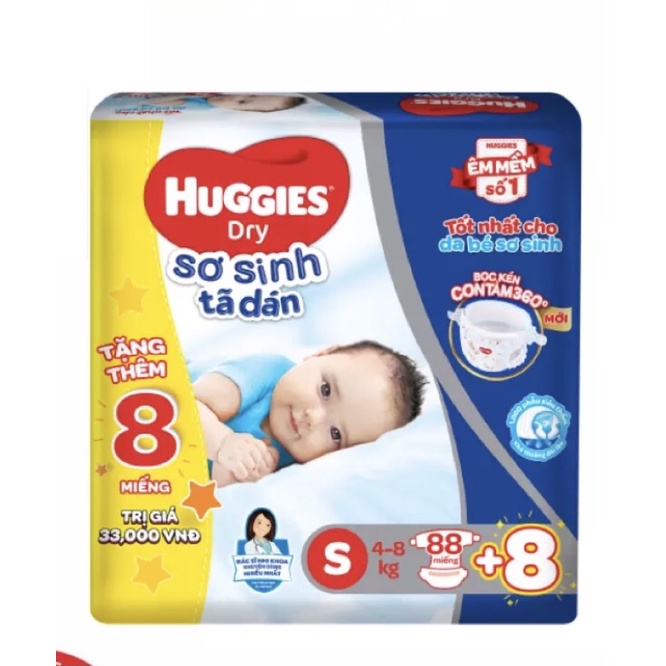 Tặng thêm 8 miếng TÃ DÁN HUGGIES S88+8