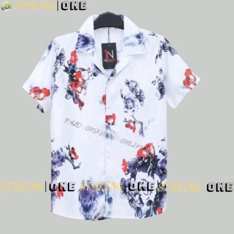 Áo Sơ Mi Hoạ Tiết Tay Ngắn Cổ Vest Thời Trang Unisex Vải Lụa Chéo Mền Mại Mịn Màng - styking_one