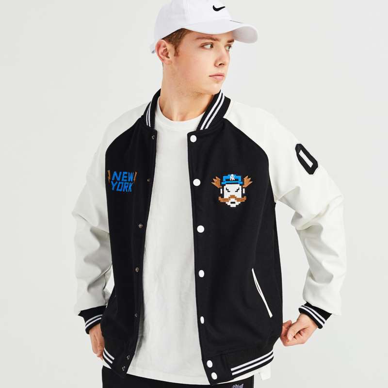 ÁO BOMBER BÓNG CHÀY MLB NY UNISEX NAM NỮ MÀU ĐEN