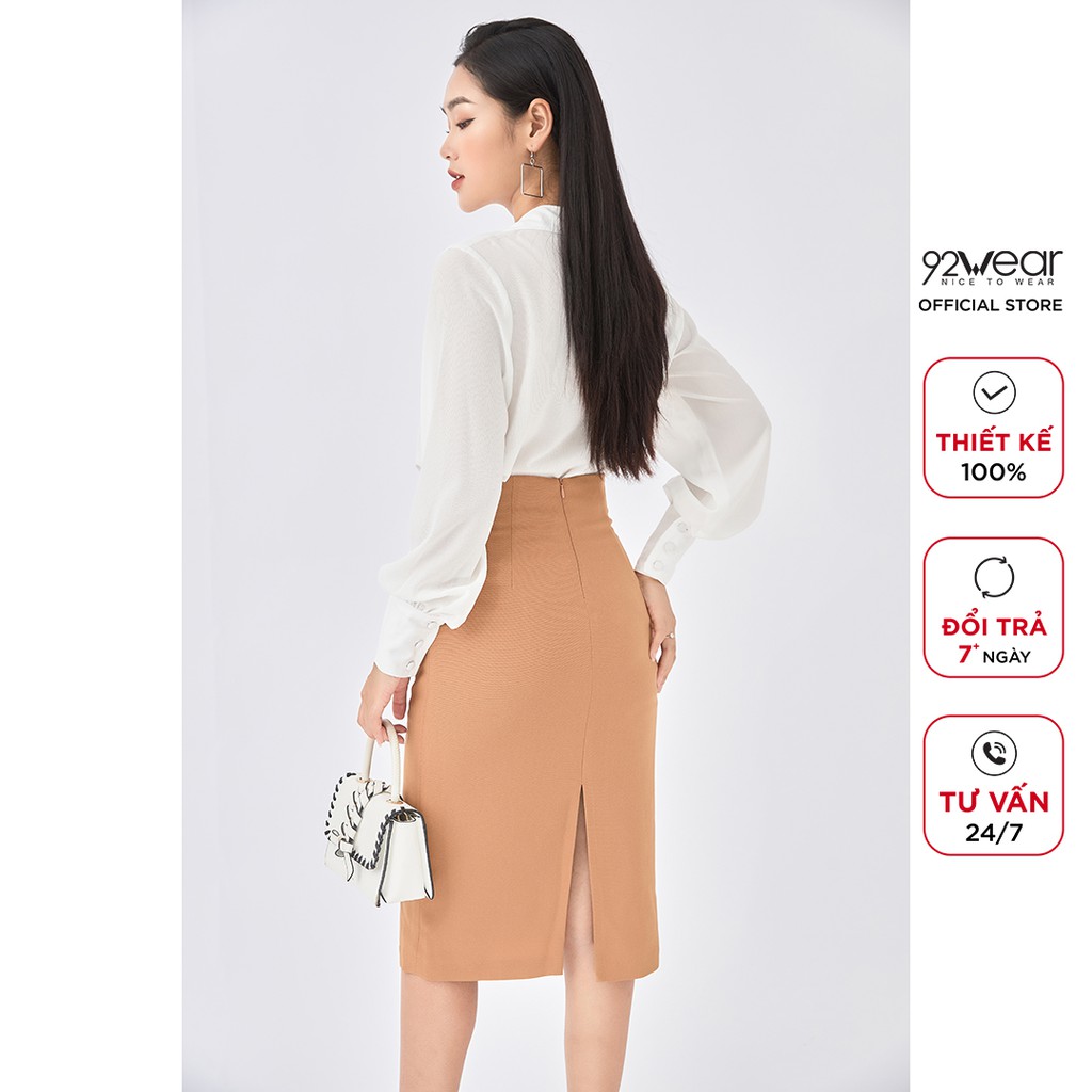 Chân váy dài công sở 92WEAR vạt chéo xẻ tà tôn dáng JDA1702 | BigBuy360 - bigbuy360.vn