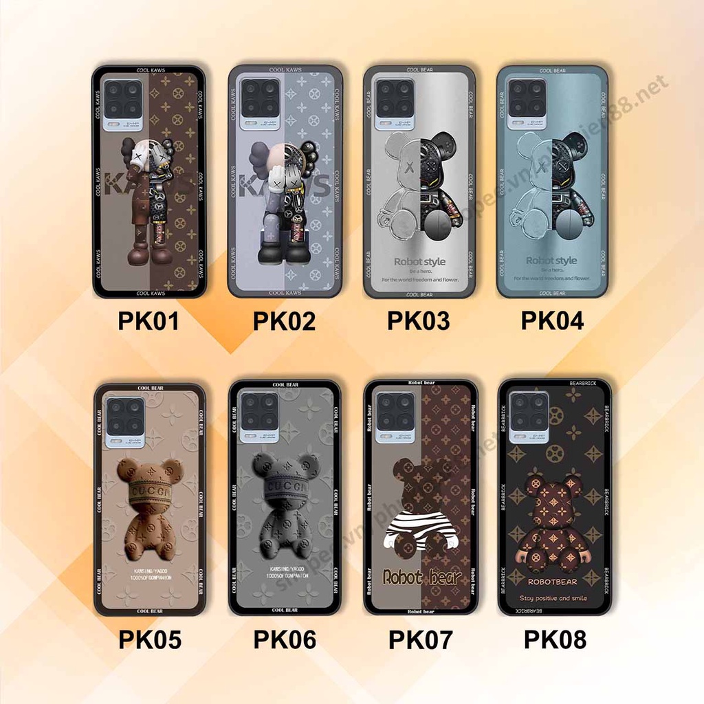 Ốp Realme 8 bear, k@ws thương hiệu phong cách ốp lưng thời trang cao cấp