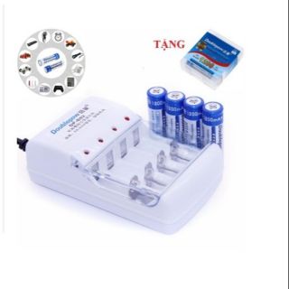 [Mã ELFLASH3 hoàn 10K xu đơn 20K] Bộ sạc pin DP-B02 Tặng 4 pin tiểu sạc AA 1200 mAh Doublepow