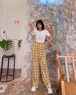 Quần kẻ đính cúc CH12