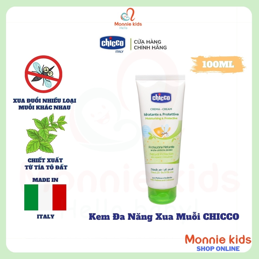 Kem bôi xua muỗi cho bé Chicco 100ml, kem đuổi muỗi đa năng an toàn cho trẻ - Monnie Kids