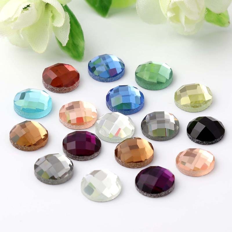 Set 50 Viên Đá Thủy Tinh Tròn 6mm Lấp Lánh Trang Trí Điện Thoại