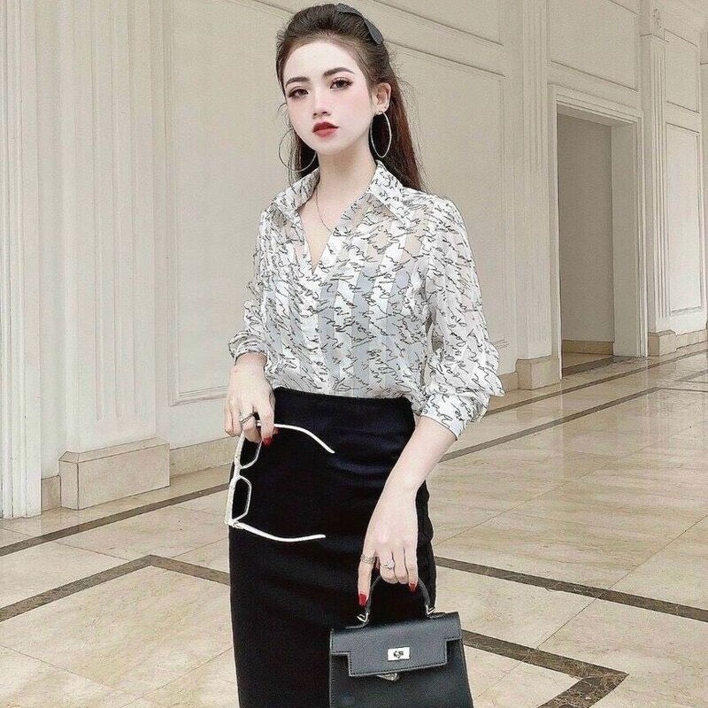 Áo sơ mi nữ cao cấp công sở đẹp MQ BOUTIQUE áo sơ mi chữ