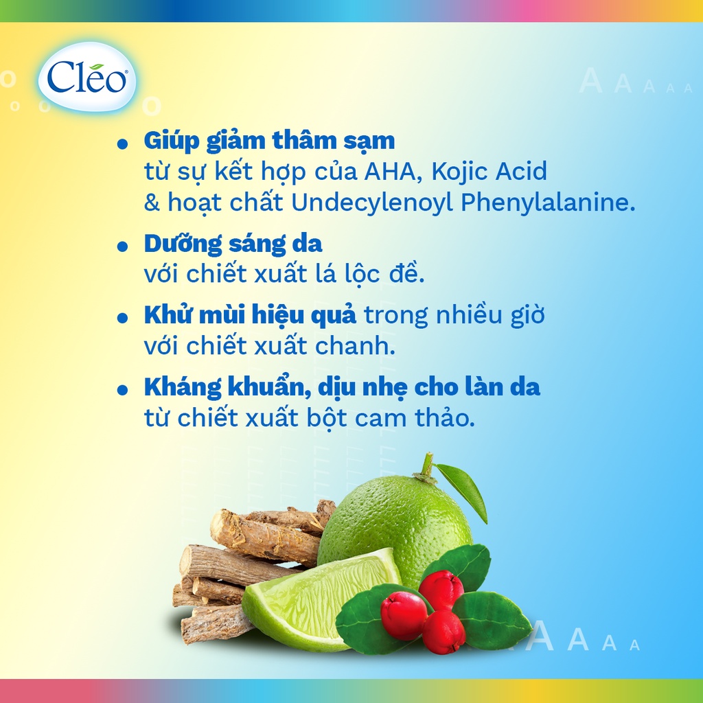 Bộ tẩy lông nách Cleo 50g và ức chế mọc lông 50g cho nhiều loại da kèm kem giảm thâm nách, khử mùi Cleo cho 3 người dùng