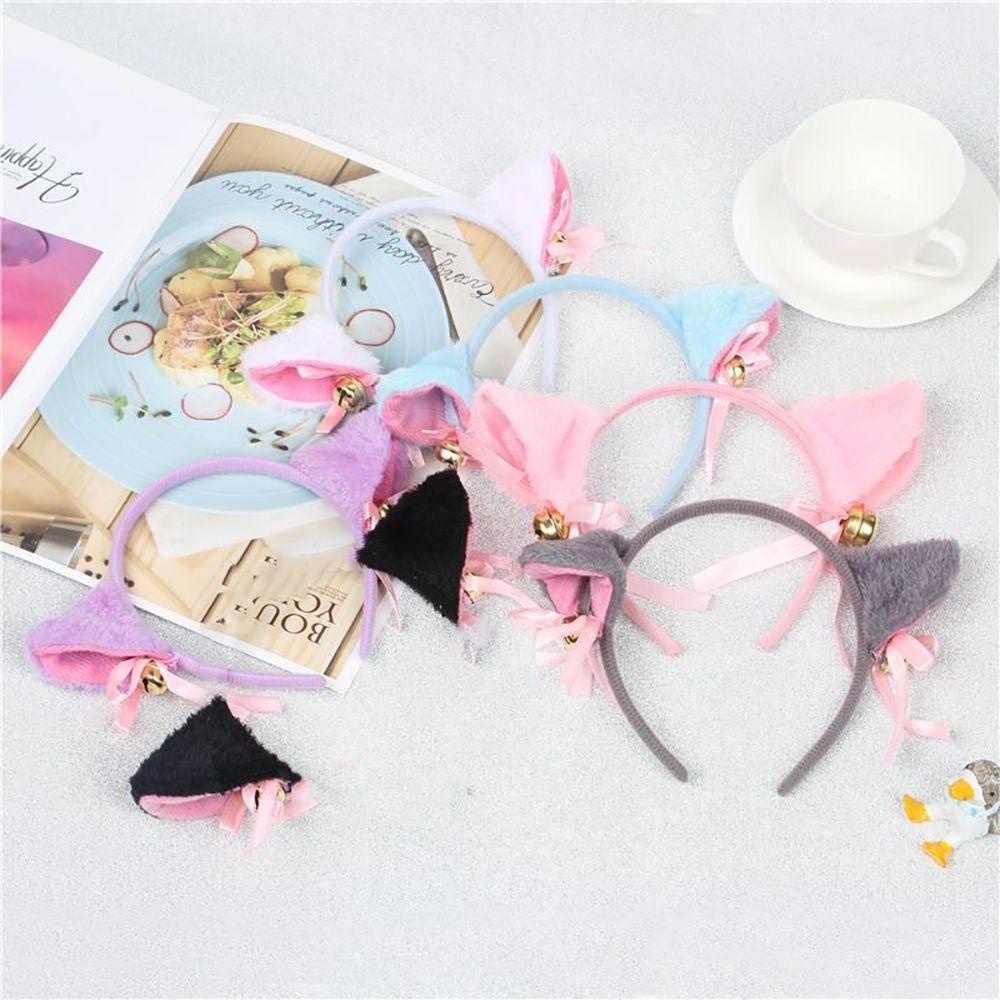 FORBETTER Kẹp Tóc Nơ Tai Mèo Bằng Vải Lông Xù Phong Cách Lolita Đáng Yêu Dành Cho Nữ