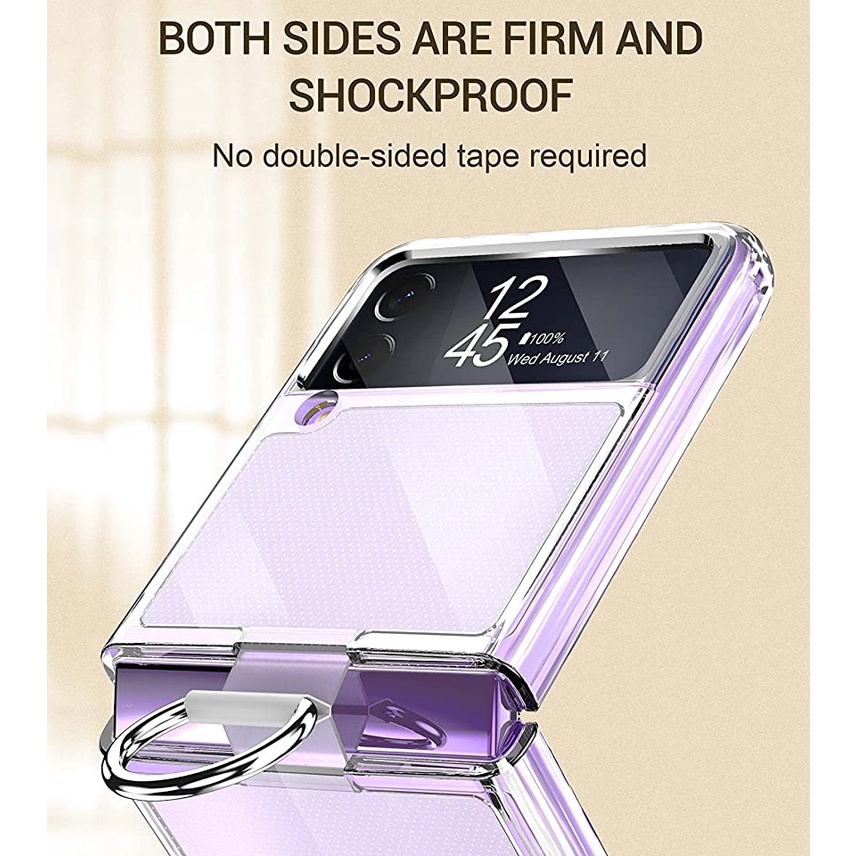 Ốp lưng chống sốc trong suốt kèm iring ikgus Cover Ring cho Samsung Galaxy Z Flip 4 / Z Flip 3 Flip 5