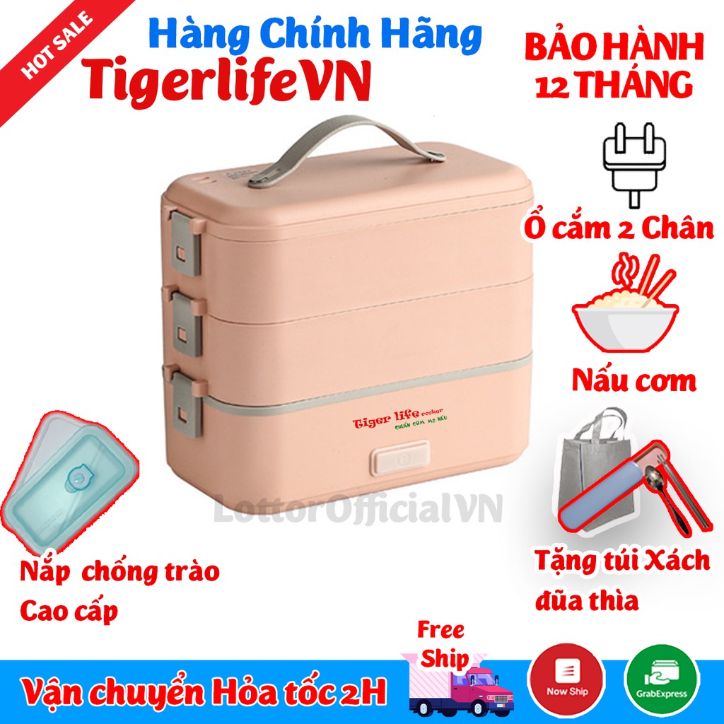 Hộp Cơm cắm Điện, Hộp cơm Giữ nhiêt và nấu  1, 2, 3 Tầng Tigerlife Phân Phối bh 12 tháng lỗi 1 đổi 1 tặng full đồ