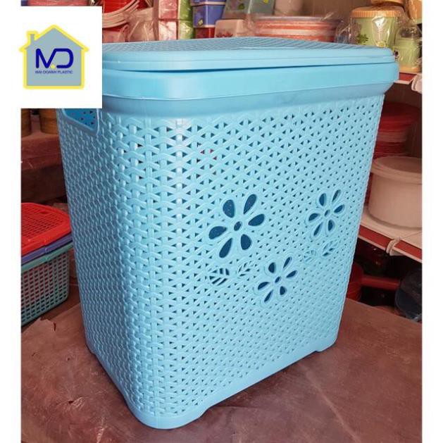 (hot) Giỏ nhựa, làn nhựa có nắp Việt Nhật 5159 - Giỏ nắp hoa, Làn nắp hoa, sọt đựng quần áo, đồ chơi trẻ em tiện lợi
