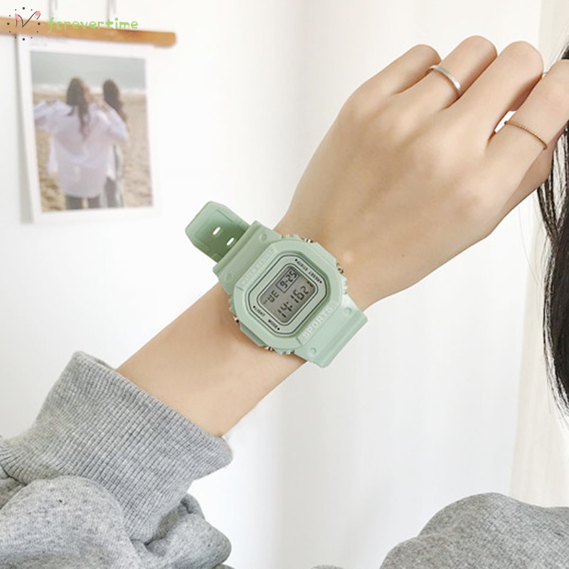 ☞ Phụ kiện trang sức☜ Women Green Digital Watch Girls Student Portable Wrist Watch with Soft Band