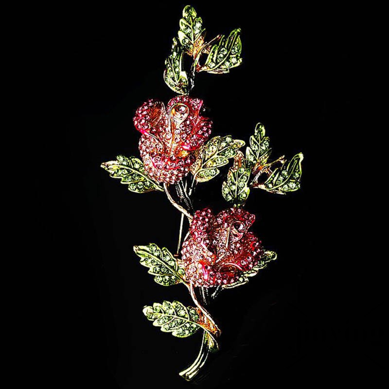 GETNOIVAS Ghim cài áo hình hoa hồng đính đá xinh xắn dành cho nữ