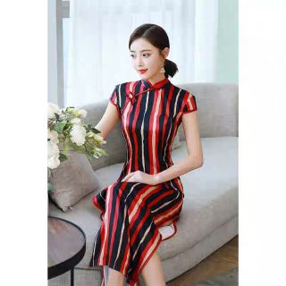 //SỈ BẰNG LẺ// đầm sườn xám thượng Hải dài xẻ tà ôm body quyến rũ nữ tính dự tiệc trung hoa