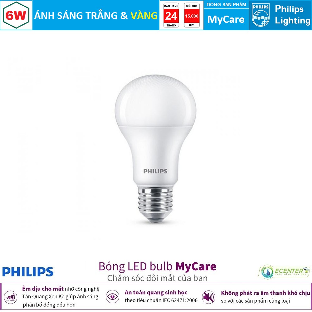 Bóng đèn Philips LED My Care 6W 6500K-3000K ( Ánh Sáng Trắng &amp; Vàng )