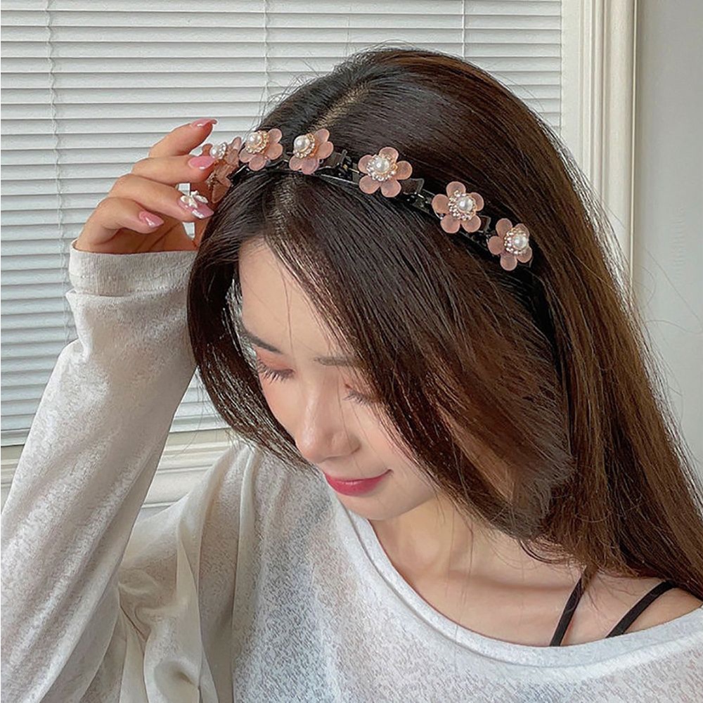 Băng Đô Cài Tóc Bằng Nhựa Họa Tiết Hoa / Răng Cưa Phong Cách Bohemia Thời Trang Cho Nữ