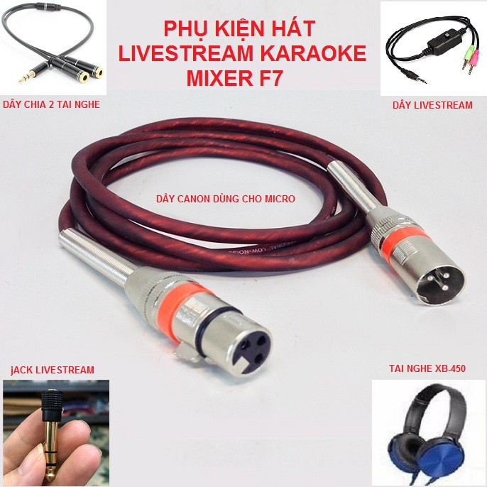 COMBO MIXER F7-MB, BỘ CHỌN ÂM THANH USB BLUETOOTH + MICRO HÁT LIVESTREAM TẶNG TAI NGHE