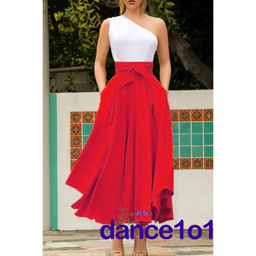 Chân váy maxi lưng cao xếp ly to cho nữ