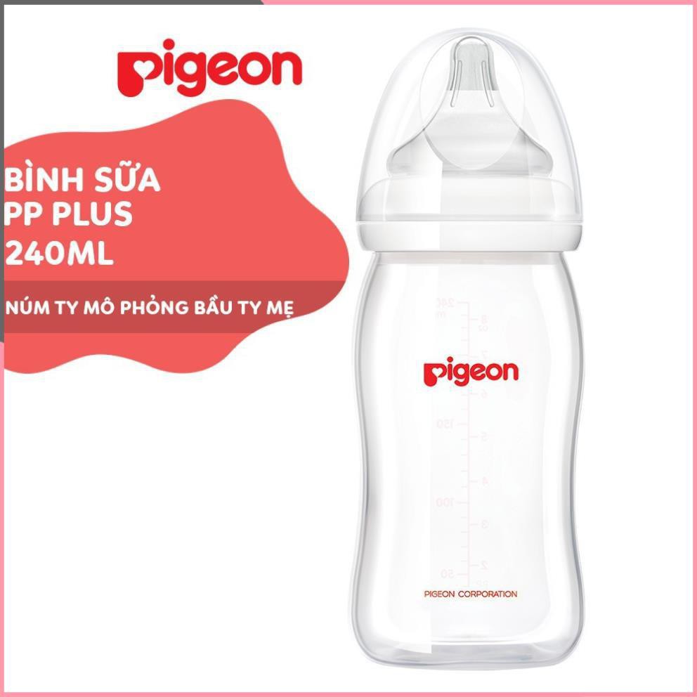 Bình sữa Pigeon cổ rộng PP Plus 160ML/240ML { CHÍNH HÃNG PIGEON }