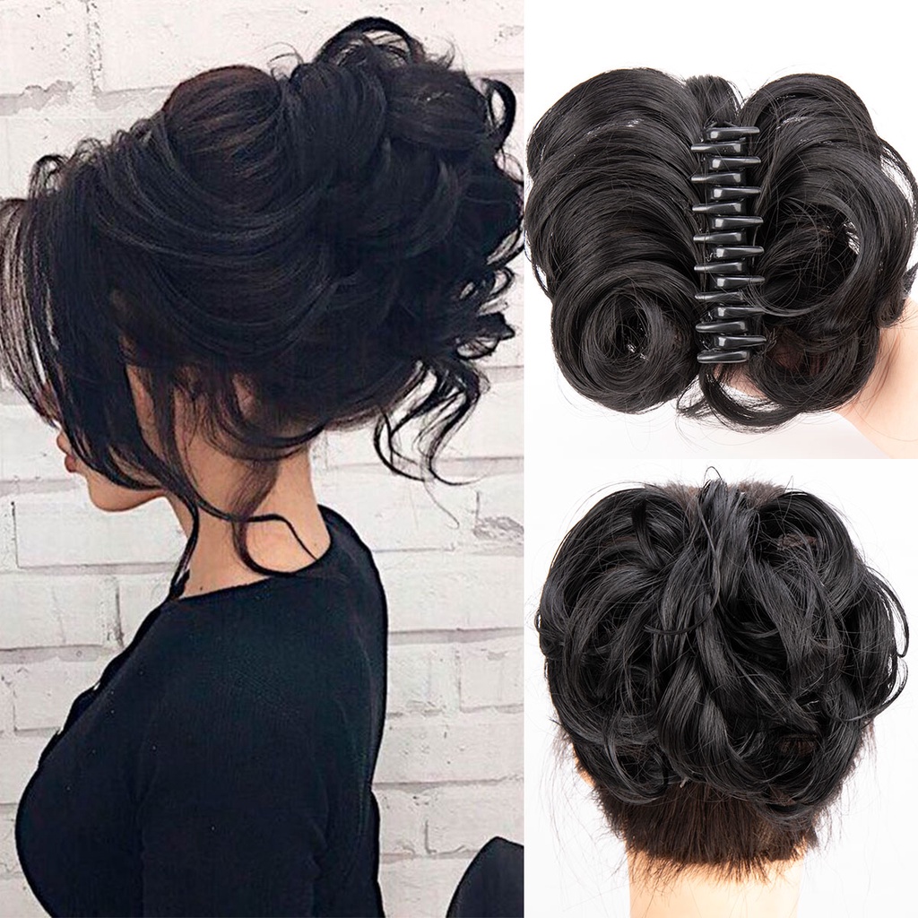 Búi Tóc Giả Xoăn Ngắn Bằng Sợi Tổng Hợp Dành Cho Nữ