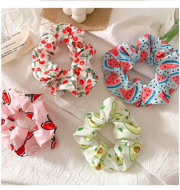 Chun cột tóc scrunchies trái cây mùa hè