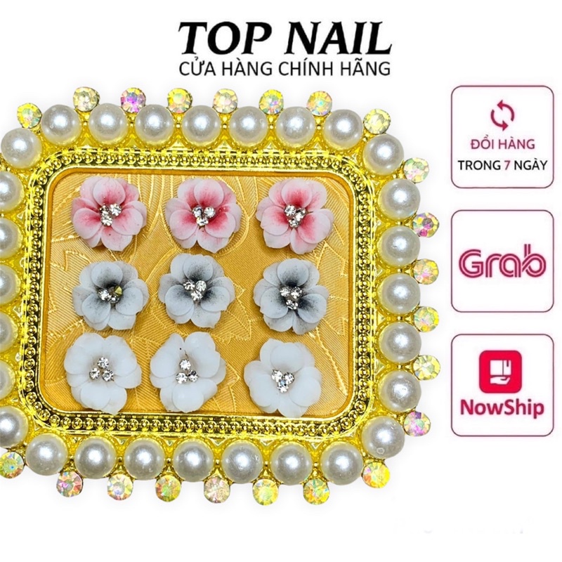 Hoa bột nail,hoa gắn móng chân nhuỵ đá trang trí móng