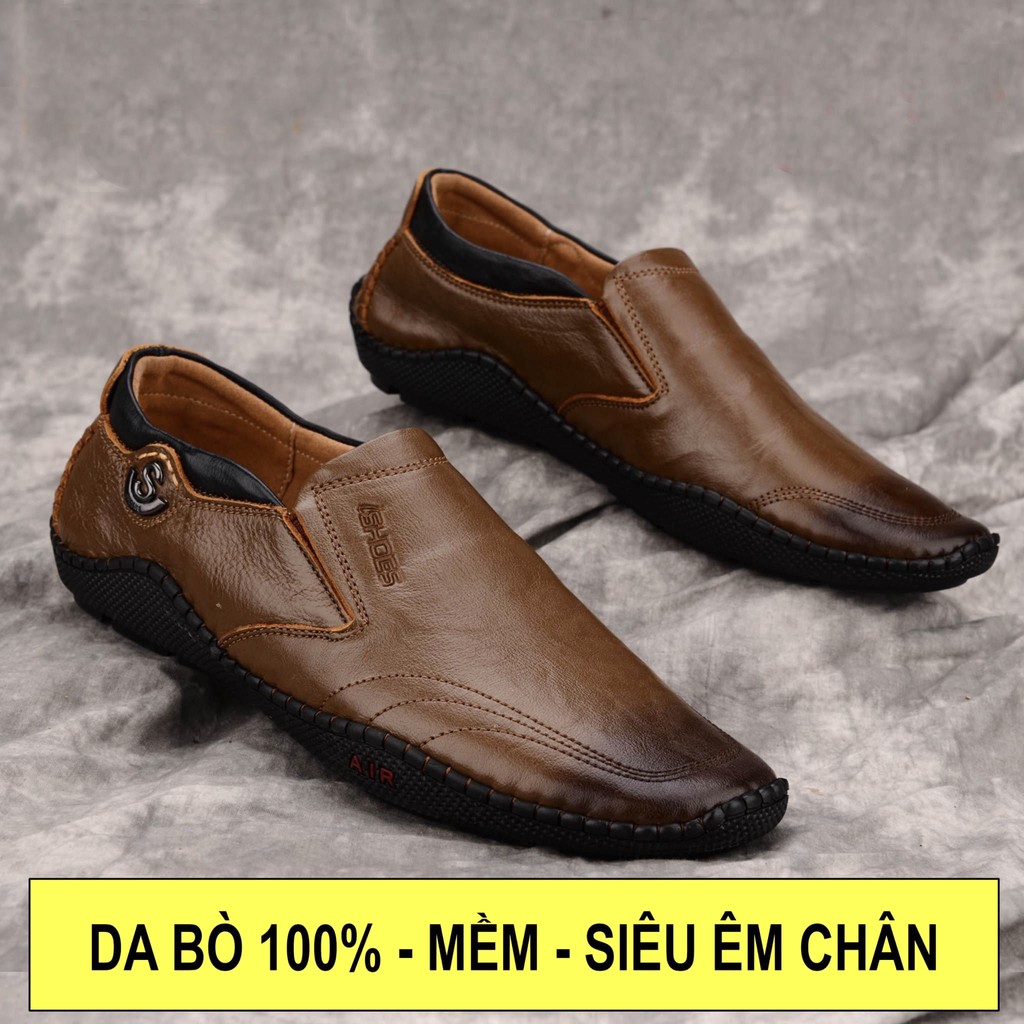 Giày lười nam thiết kế chất liệu da bò mềm mại đế cao su siêu êm chân TK0105 | BigBuy360 - bigbuy360.vn