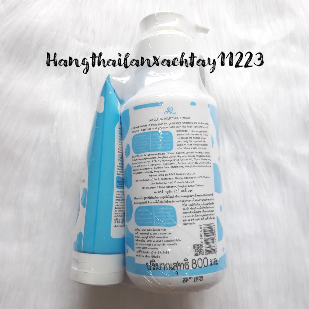 Bộ đôi sữa tắm+ sữa rửa mặt gluta milk xuất xứ thái lan 800ml