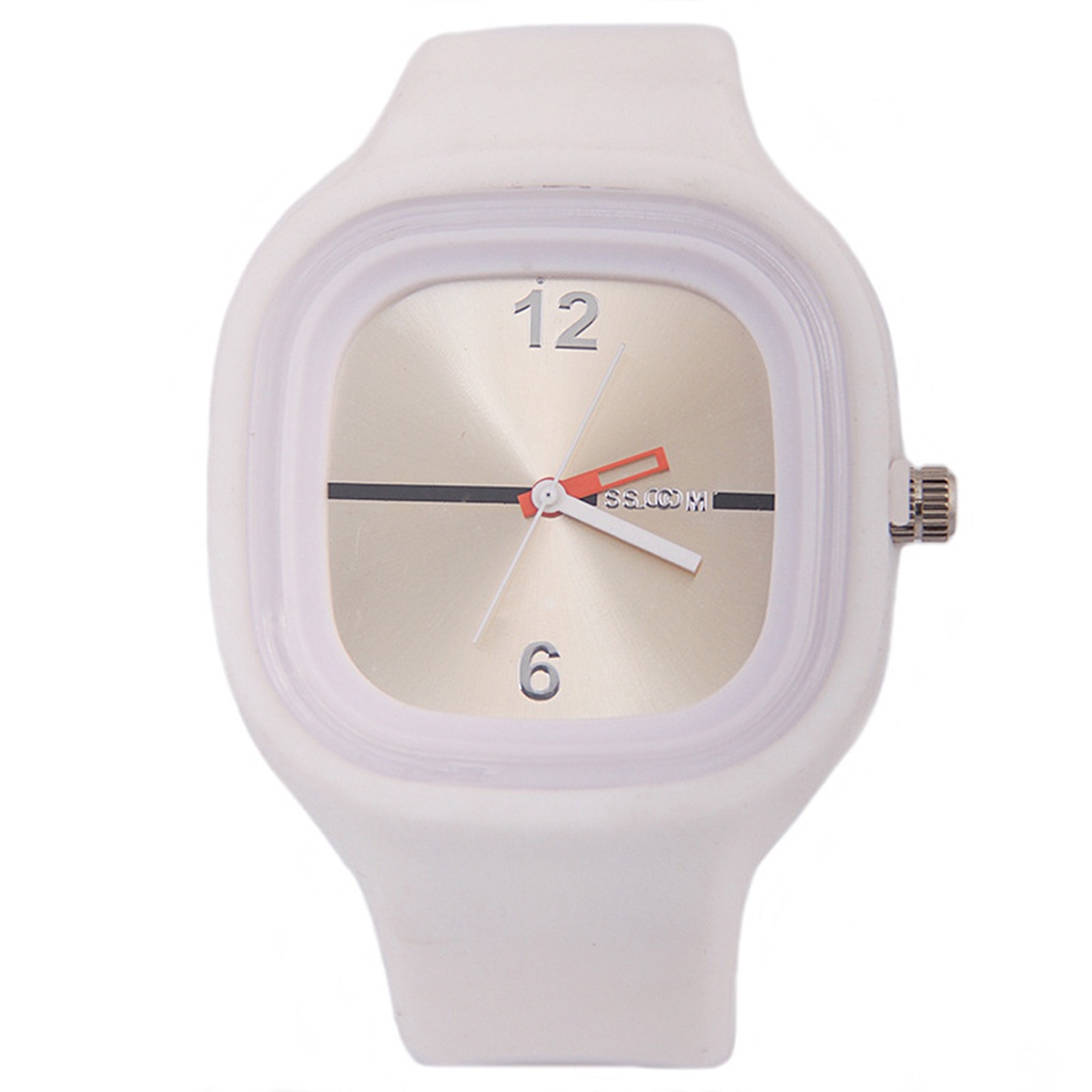 MACmk Square Dial Silicone Band Alloy Jelly Color Accurate Quartz Wristwatch Watch  for Office