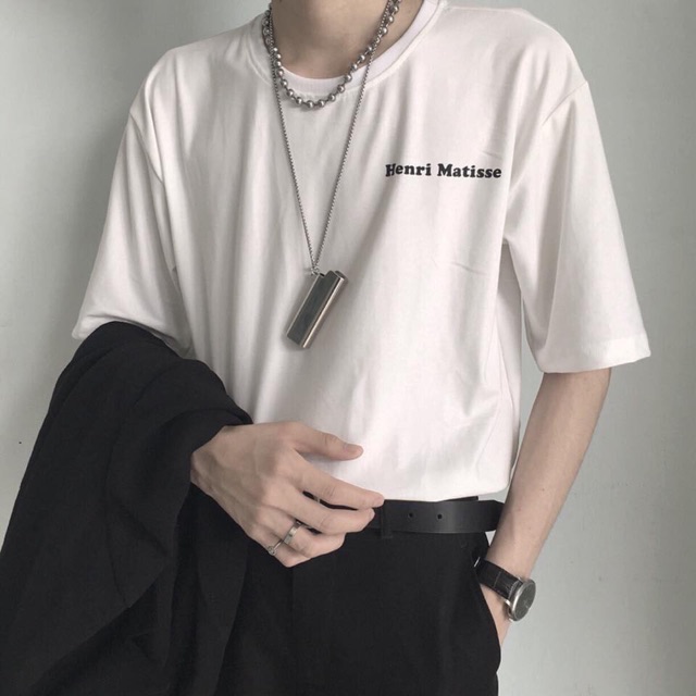 Áo Thun Tay Lỡ Unisex HENRI màu ĐEN/TRẮNG ❤️ FREESHIP ❤️ Áo phông Nam Nữ form Rộng