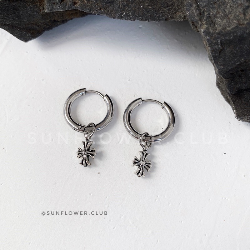 Bông tai tròn hoa tai unisex thép không gỉ