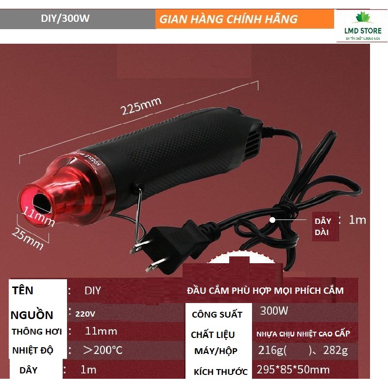 Máy khò nhiệt, thổi hơi nóng mini cầm tay HOT AIR GUN
