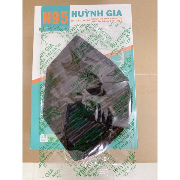 Khẩu trang N95 Huỳnh Gia trắng - đen 1 hộp 20 cái
