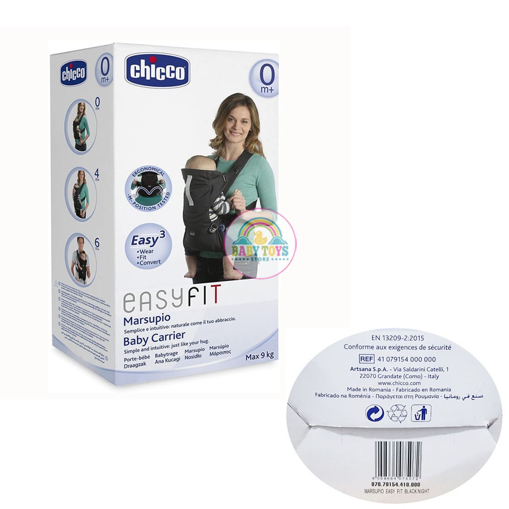 Địu Trẻ Em Chicco Easyfit Baby Carrier Max.9kgs, Dễ Mặc, Dễ Điều Chỉnh Và Dễ Gập Gọn Mang Đi (Hàng Âu)