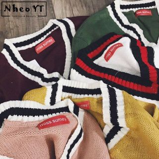 Áo Len Cổ Tim Kẻ Nhiều Màu (IB chọn mẫu)