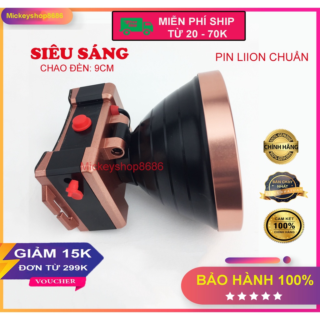 Đèn pin đội đầu siêu sáng KONGJIANGBING 003 LED chiếu xa chống nước ánh sáng Vàng và Trắng đèn đeo đầu soi ếch