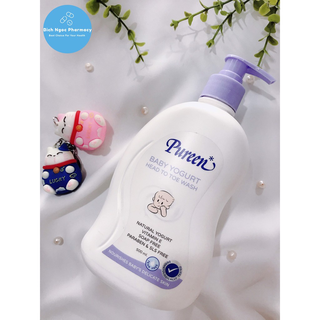 Sữa Tắm Gội Cho Trẻ Sơ Sinh Pureen Baby Yogurt- Hương Sữa Chua - Vitamin B5 - 500ml