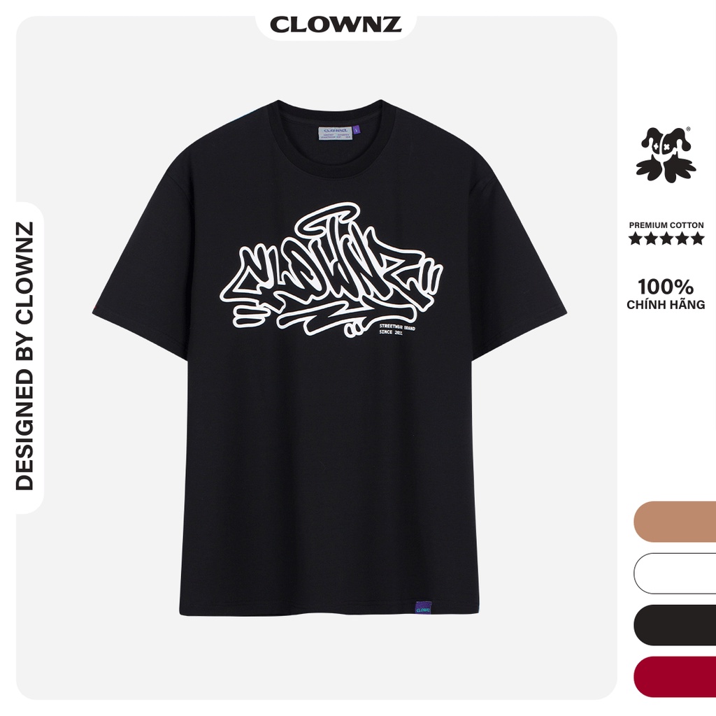 Áo thun tay lỡ local brand Clownz Graffiti Tag T-shirt chất cotton, form rộng unisex