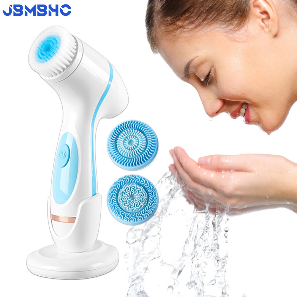 Máy Rửa Mặt 3 Trong 1 Bằng Silicon Mềm Tẩy Tế Bào Chết Mát Xa Đa Năng