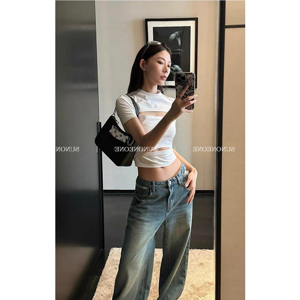 Cocory vn Áo Thun Tay Ngắn Thiết Kế Khoét Lỗ Thời Trang Mùa Hè Quyến Rũ Cho Nữ