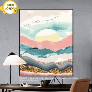 Tranh sơn dầu số hóa tự tô Đồi núi trang trí D002 - Tặng kèm cọ , màu , khung , Paint by numbers DIY - ToastedART