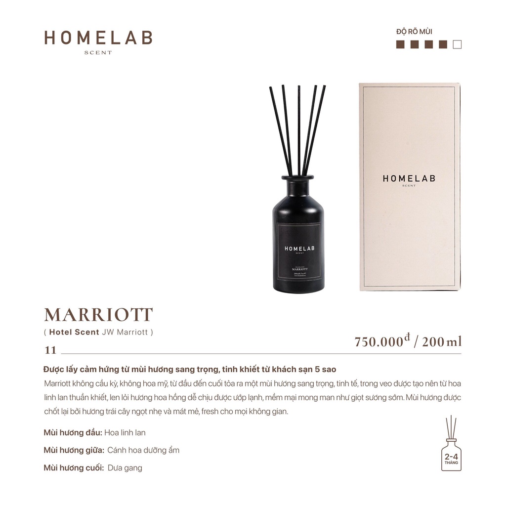 Nước hoa thơm phòng mùi hương MARRIOTT, tinh dầu khuếch tán mùi hương sang trọng, tinh khiết 200ml_XETHOM