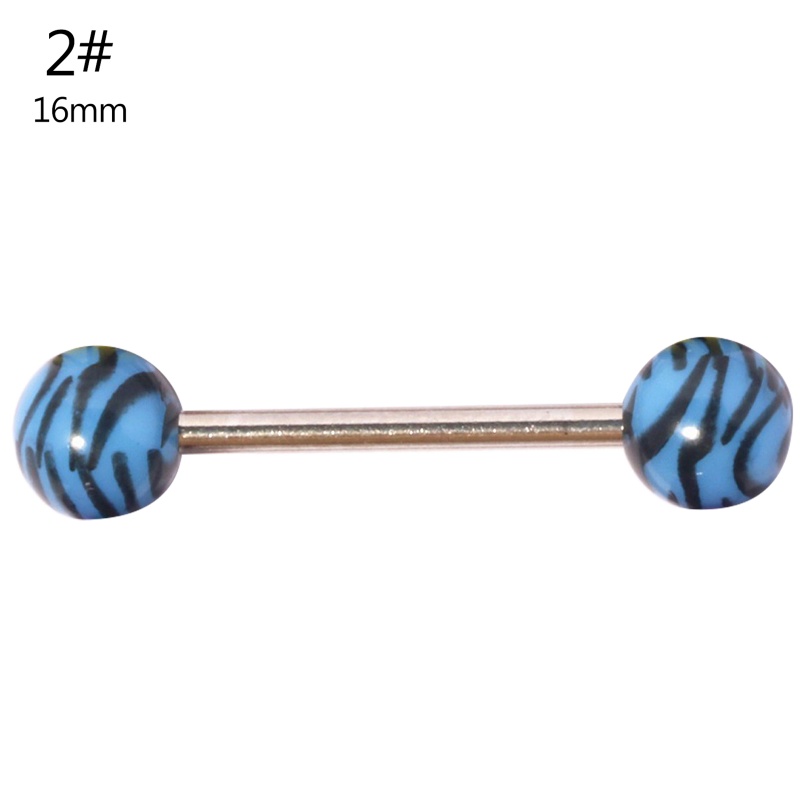 Khuyên Lưỡi Ngắn Bằng Thép Không Gỉ Chống Dị Ứng Họa Tiết Da Báo Cá Tính